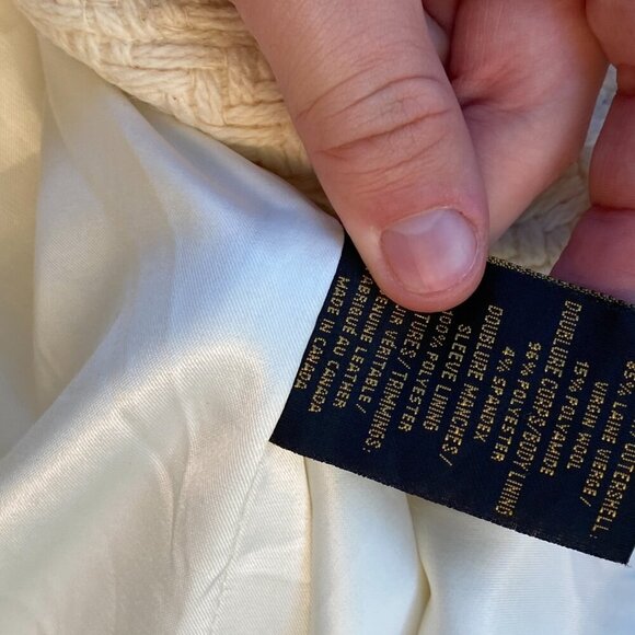 Vintage Mackage Virgin Wool Quilted Asymmetrical Collar Coat Jacket Cream Small - Picture 8 of 12